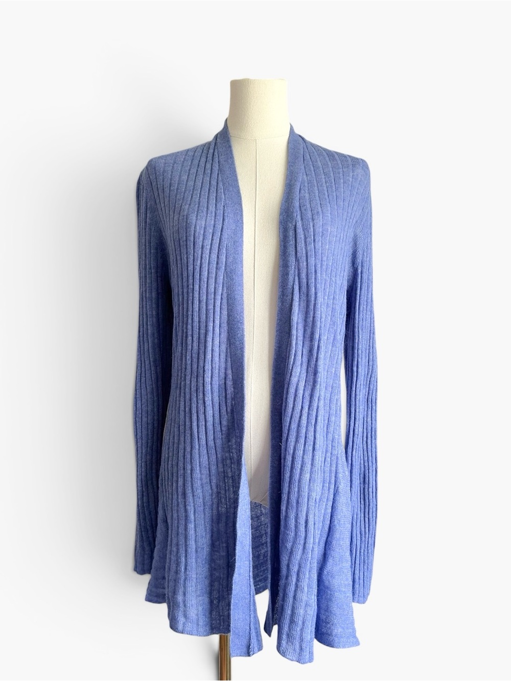 Eileen Fisher Blue Wool Alpaca Blend Open Cardigan Womens M